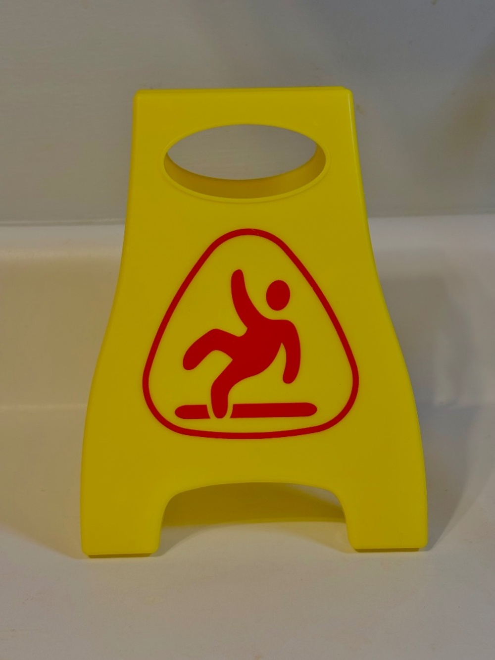 Miniature Wet Floor Sign Kids Toy Imagination Play School Plastic Yellow Small